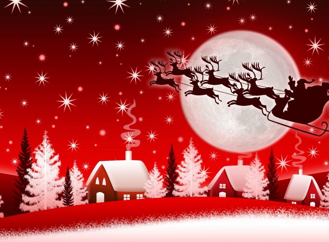 Wallpaper Christmas, New Year, Santa, deer, moon, winter, 8k, Holidays 447448317